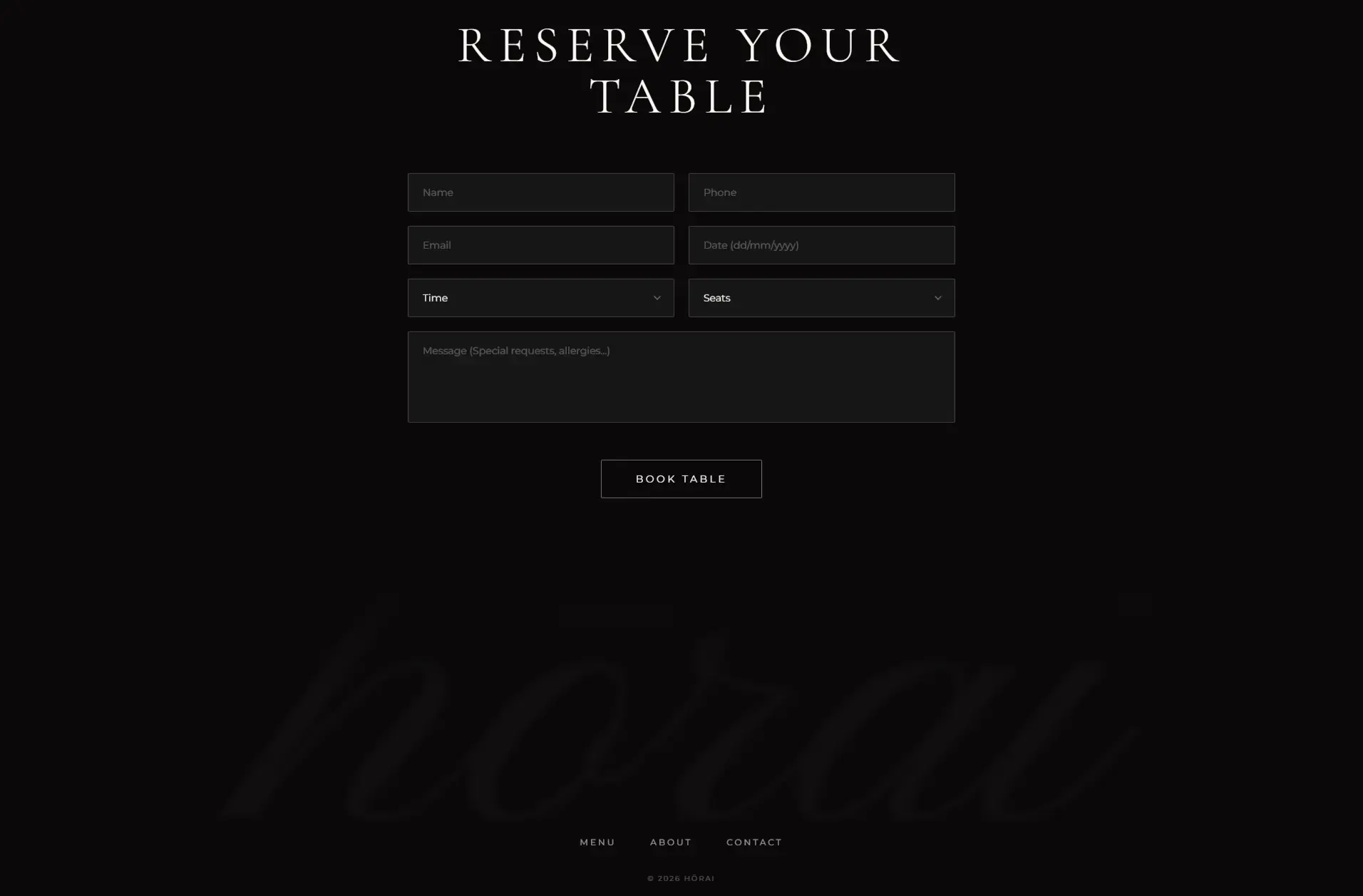 Horai - Restaurant Website screenshot 3