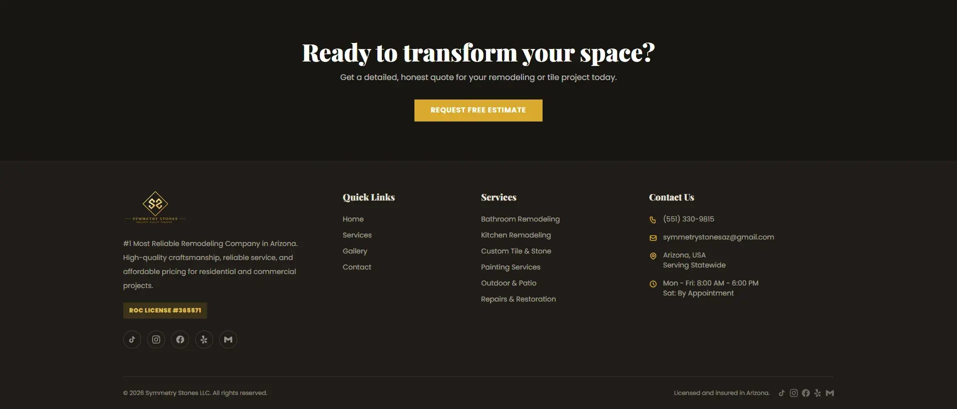 Symmetry Stones – Corporate Website for Remodeling Contractor screenshot 4