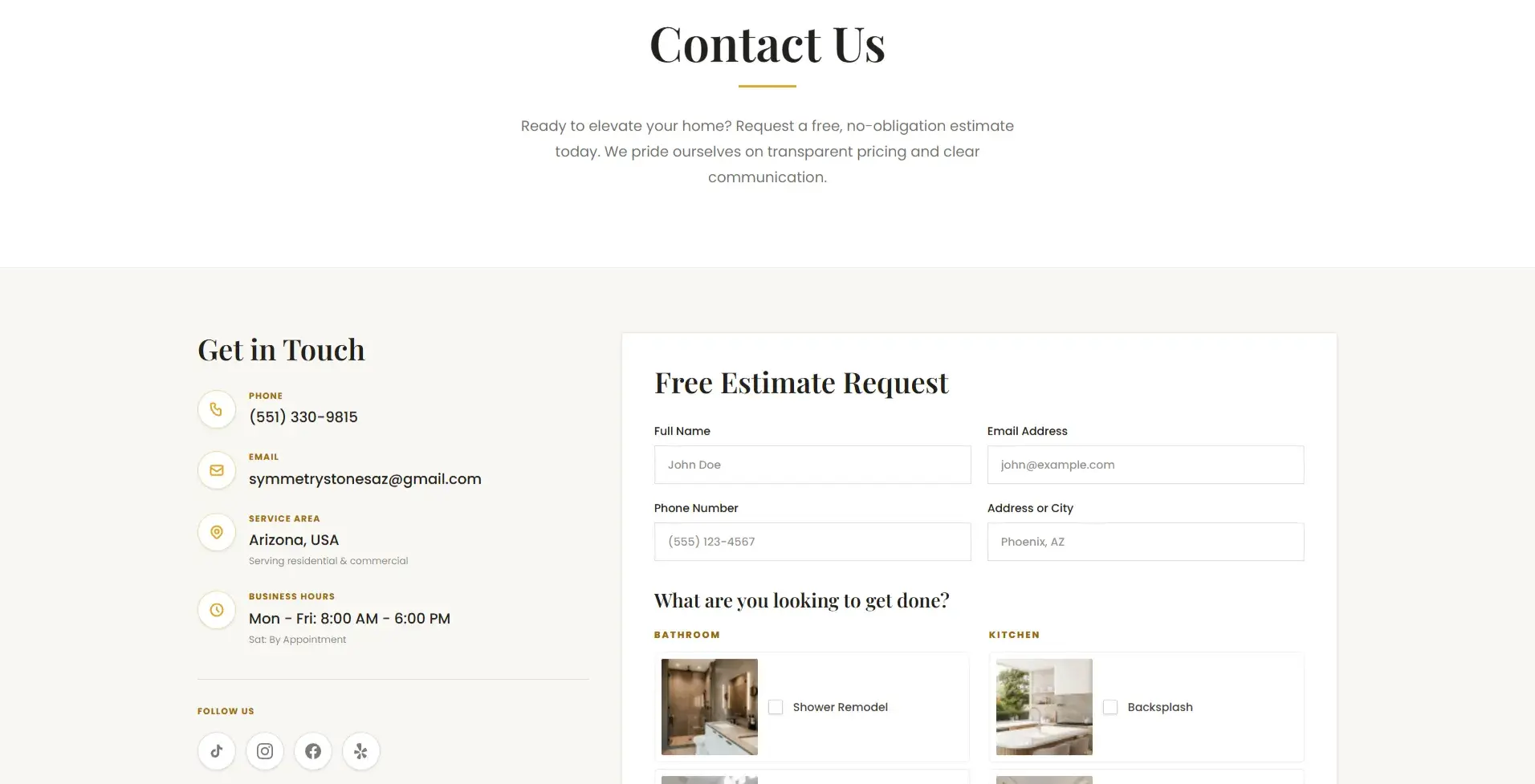 Symmetry Stones – Corporate Website for Remodeling Contractor screenshot 9